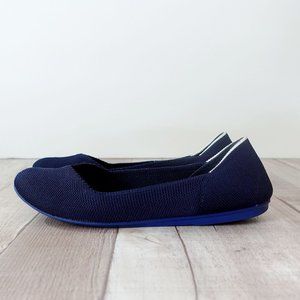 Navy Rothy's Recycled Knit Round Toe Slip On Flat Shoes